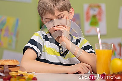 Child dislike healthy lunch Stock Photo
