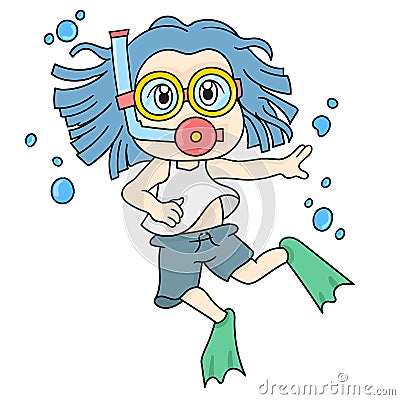 A child is diving in the water Vector Illustration