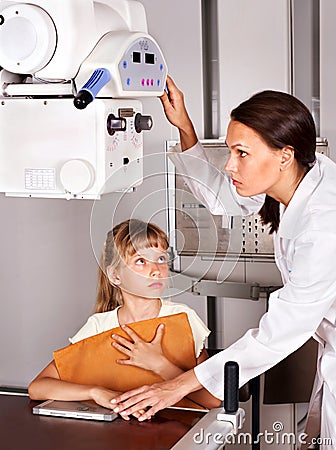 Child with doctor radiologist. Stock Photo