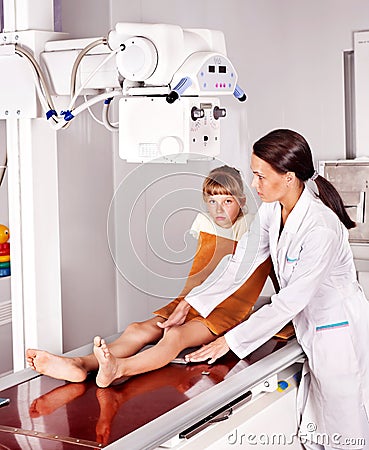 Child with doctor radiologist. Stock Photo