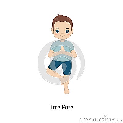 Child doing yoga. Vector Illustration