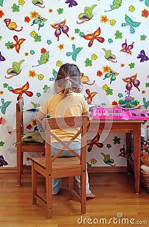 Child drawing Stock Photo