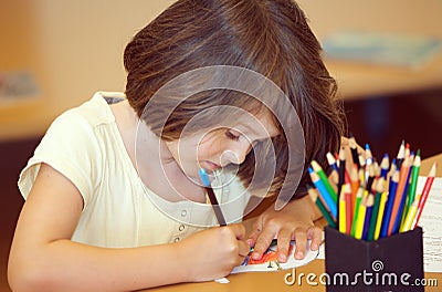 Child drawing Stock Photo