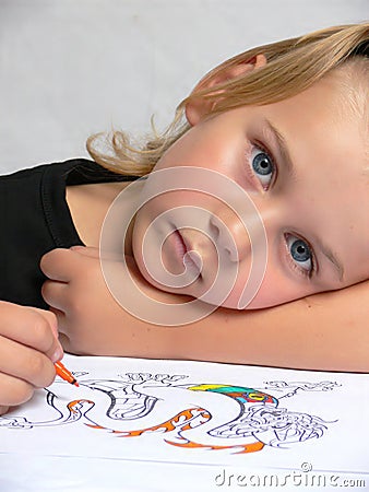 Child is drawing Stock Photo