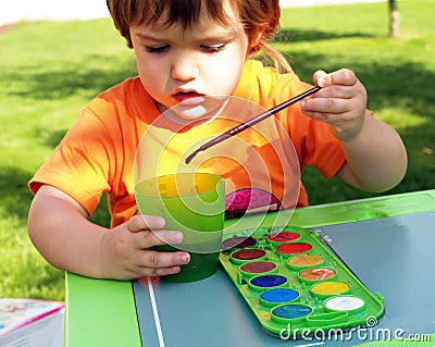 Child drawing Stock Photo