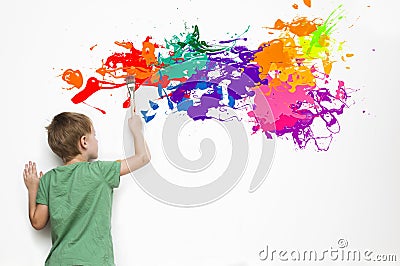 Child drawing an abstract picture Stock Photo