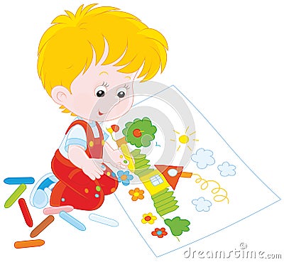 Child drawing Vector Illustration