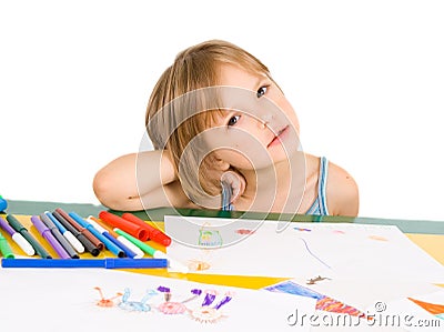 Child draws Stock Photo