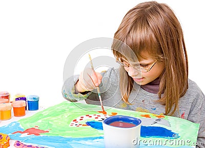 Child draws Stock Photo
