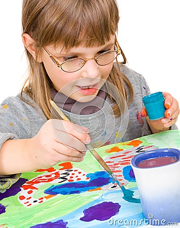 Child draws Stock Photo
