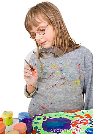 Child draws Stock Photo