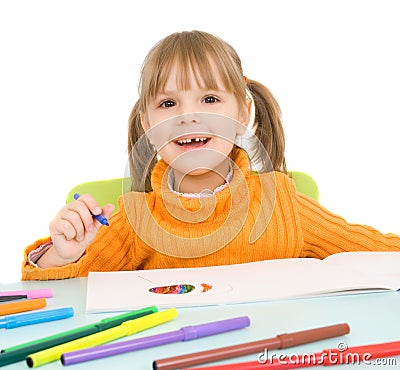 Child draws Stock Photo