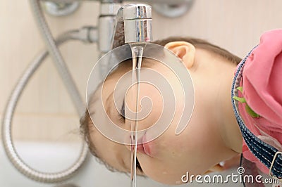 Child drinking water Stock Photo