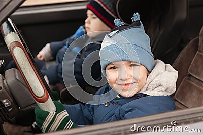 Child driving Stock Photo