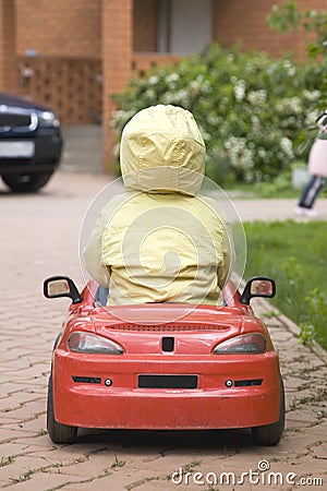 Child Driving Car Stock Photo