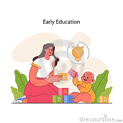 Child early development. Cognitive, physical and emotional skills development. Vector Illustration