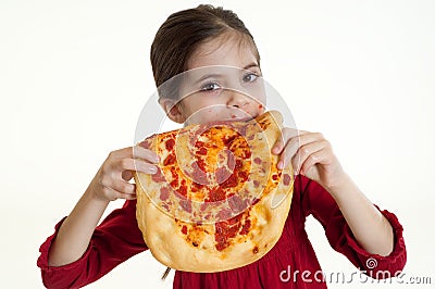 Child eating pizza Stock Photo