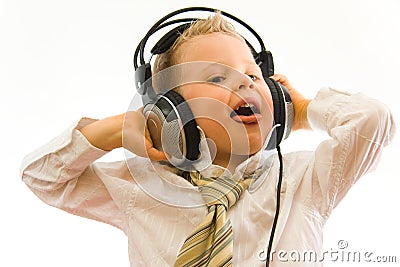 Child enjoying the music Stock Photo