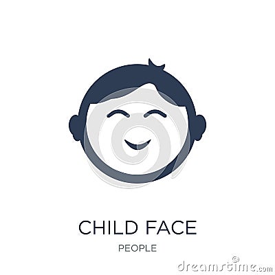 Child face icon. Trendy flat vector Child face icon on white background from People collection Vector Illustration