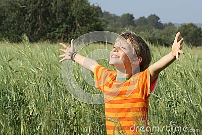 child faith joy happiness Stock Photo