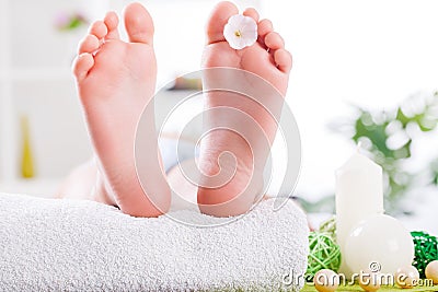 Child foot, spa treatment Stock Photo