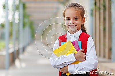 Child girl schoolgirl elementary school student Stock Photo