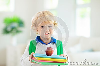 Child going back to school. Kid with backpack Stock Photo