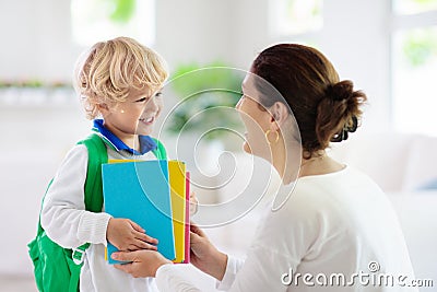 Child going back to school. Mother and kid Stock Photo