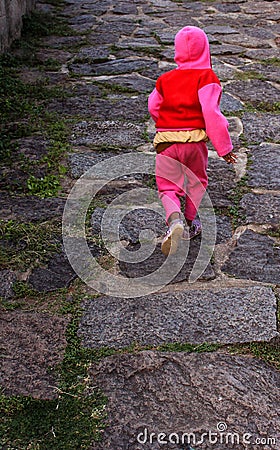 A child going runs at vellore fort Editorial Stock Photo