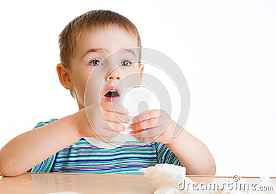 Child going to wipe with tissue Stock Photo