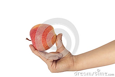 Child hand holding apple Stock Photo