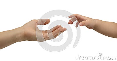 Child hand reaching for adult Stock Photo