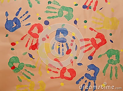 Child handprint. Stock Photo