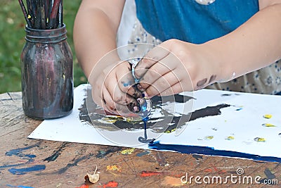 Child hands painting Stock Photo