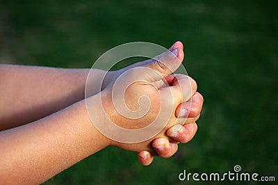 Child hands playing Stock Photo