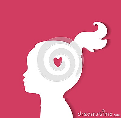 Child head with heart Vector Illustration