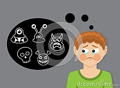 Child and his fears Vector Illustration