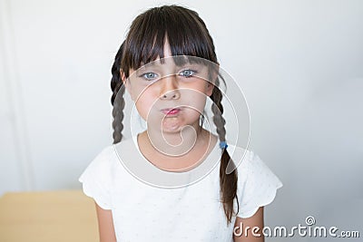 Girl holding a deep breaths with Stock Photo