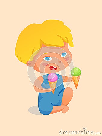 Child with ice-cream cones vector illustration Vector Illustration