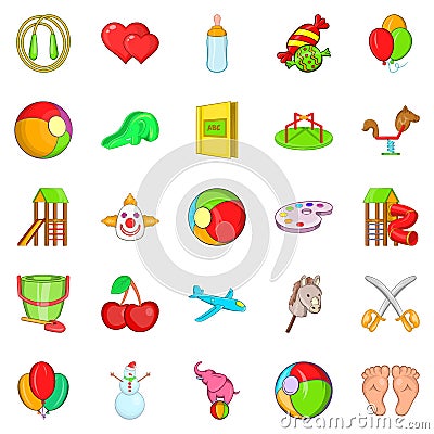 Child icons set, cartoon style Vector Illustration