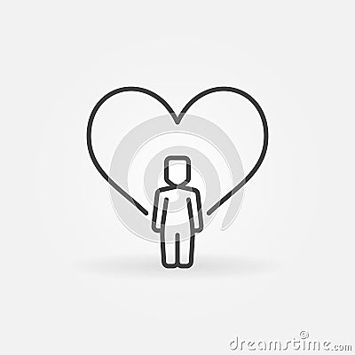 Child inside Heart line icon. Kids Support vector outline sign Vector Illustration