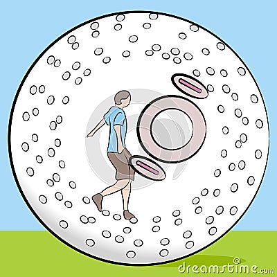 Child Inside Inflatable Ball Vector Illustration