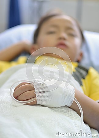 Child intra venous fluid Stock Photo