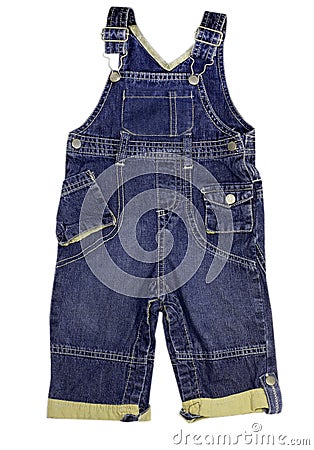 Child jeans male trousers jumpsuit isolated. Stock Photo