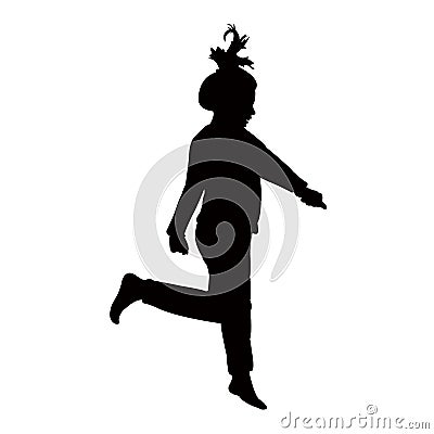 A child jumping body, black color silhouette vector Vector Illustration