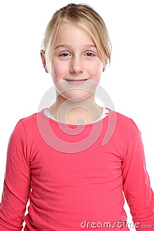 Child kid girl upper body portrait isolated on white Stock Photo