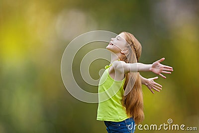 Child, kid, joy, faith, praise and happiness Stock Photo