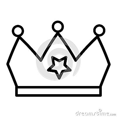Child King Crown Birthday Party Thin Stroke Icon Vector Illustration