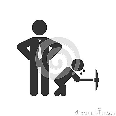Child labour vector illustration with working kid and businessman. Vector Illustration