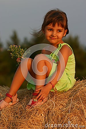 Child in a late summer afternoon Stock Photo